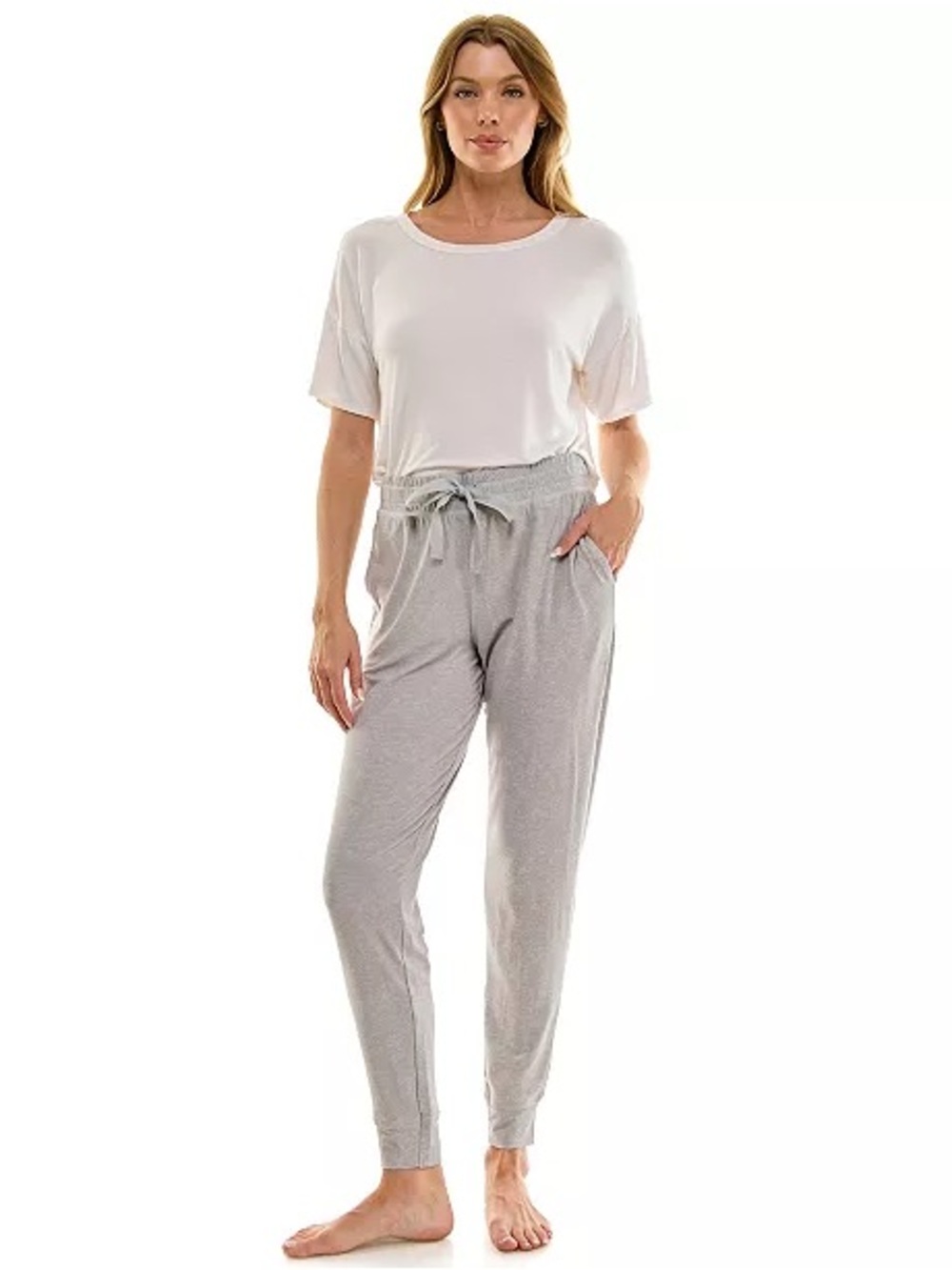 Roudelain Women's Light Gray Drawstring Jogger Pants